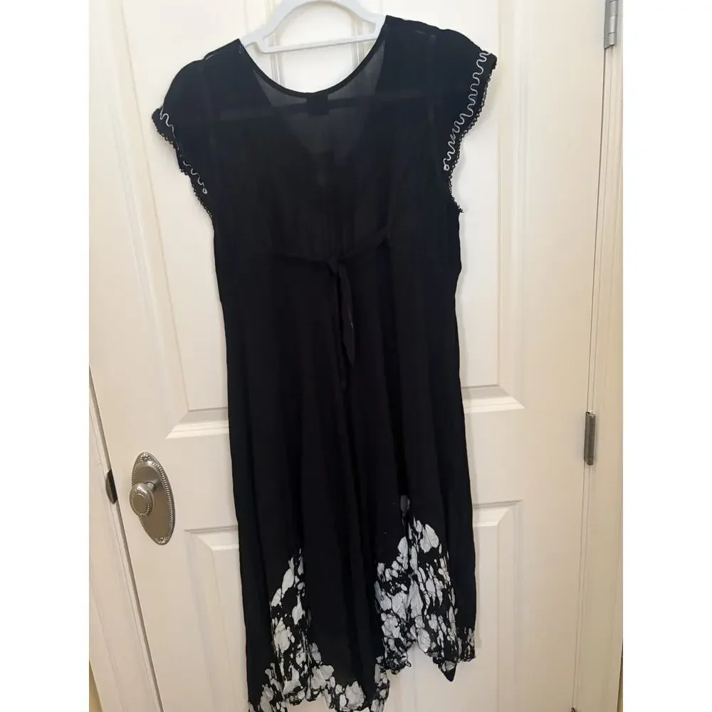 Shoreline Shirt Dress One Size Fits Most High Front Low BackWhite Black
